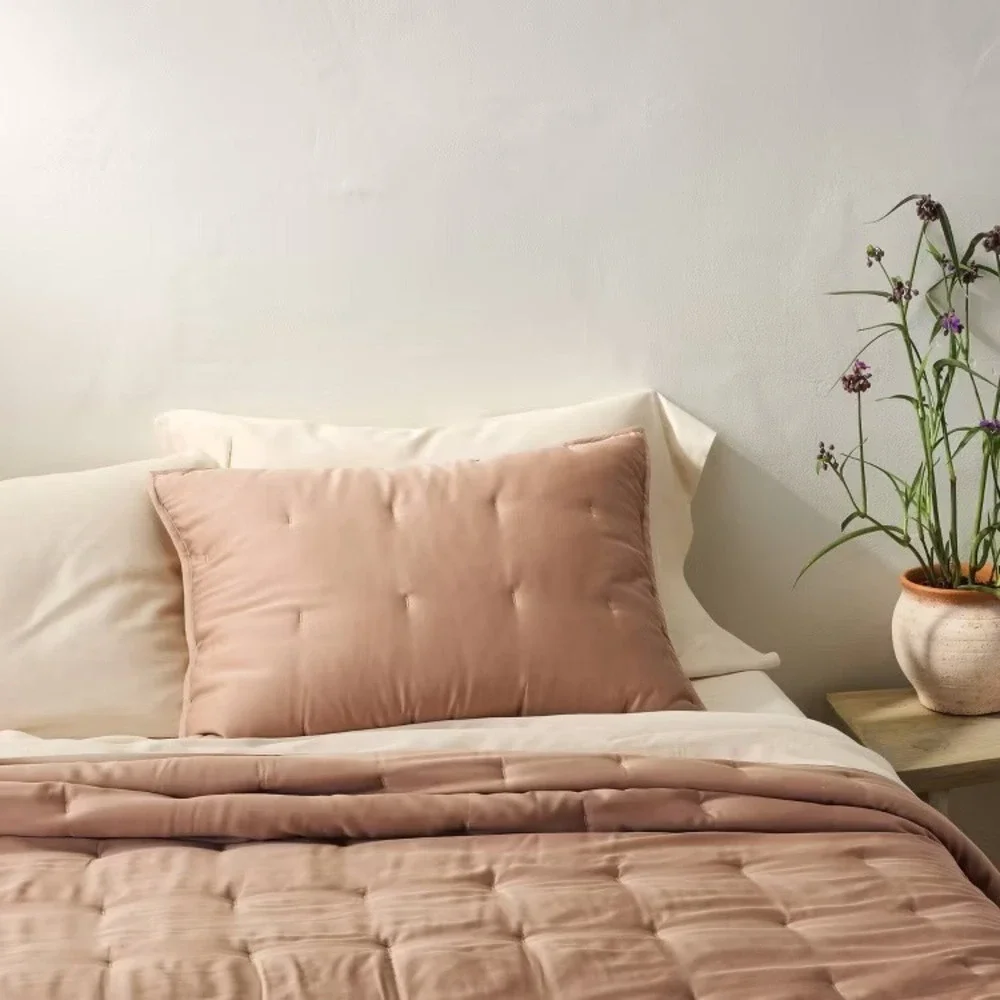 King Rayon from Bamboo Quilt Pillow Sham Light Adobe Clay - Casaluna™